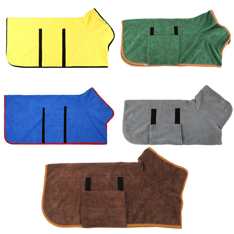 Dog Bathrobe with Quick-Drying Fabric and Adjustable Fit