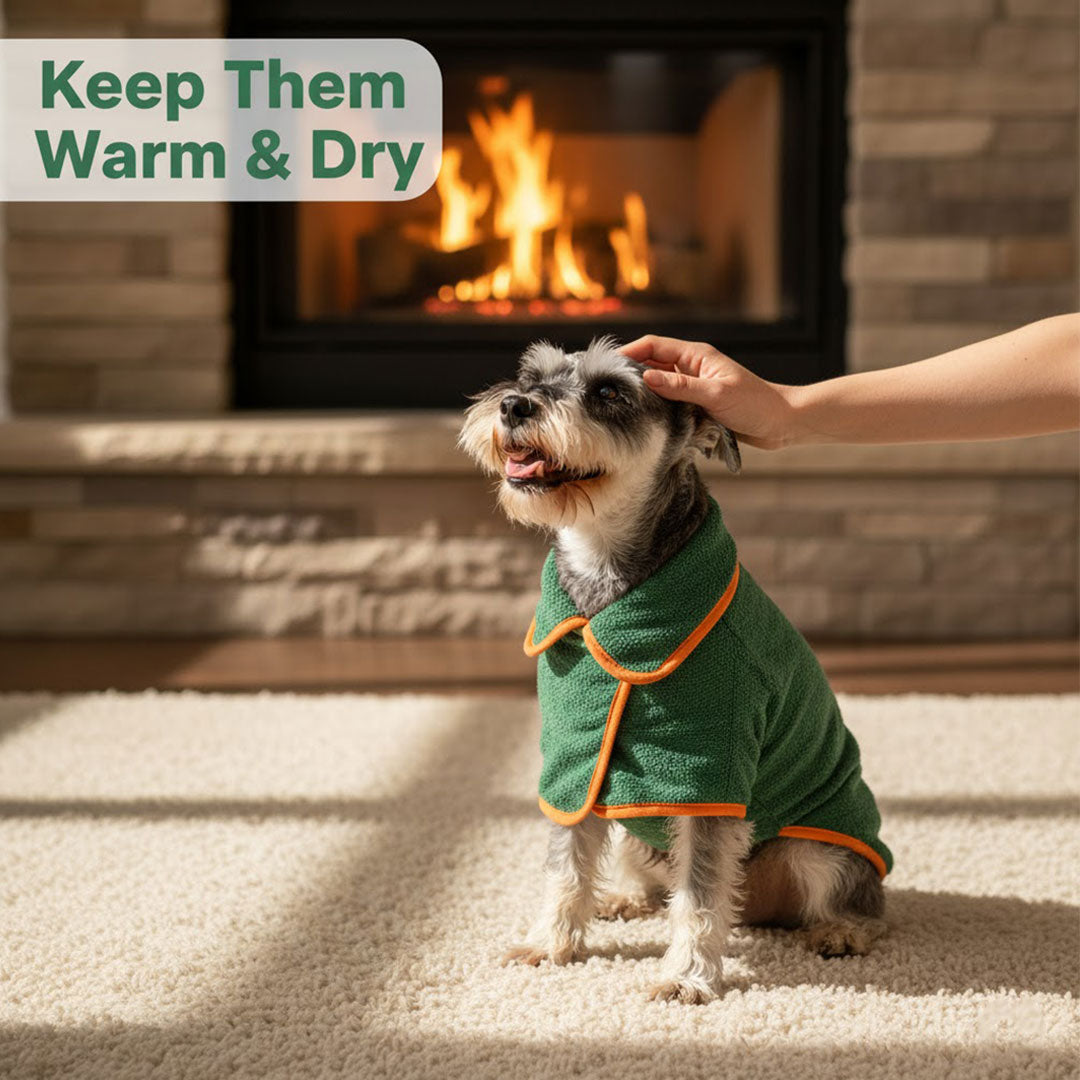 Dog Bathrobe with Quick-Drying Fabric and Adjustable Fit