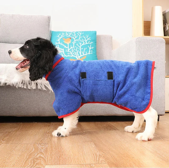 Dog Bathrobe with Quick-Drying Fabric and Adjustable Fit