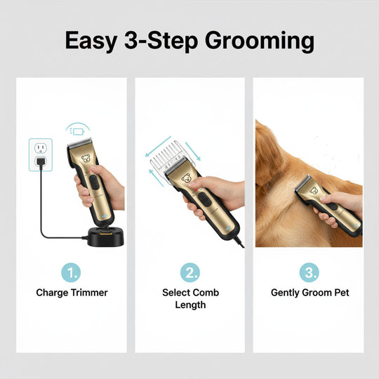 Dog Grooming Kit with Silent Motor and Adjustable Combs