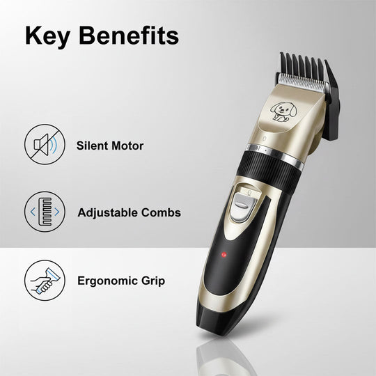 Dog Grooming Kit with Silent Motor and Adjustable Combs