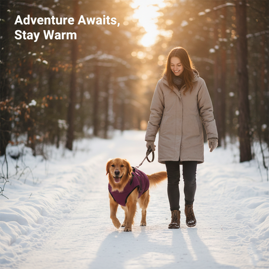 Dog Jacket with Winter Design and Harness Attachment