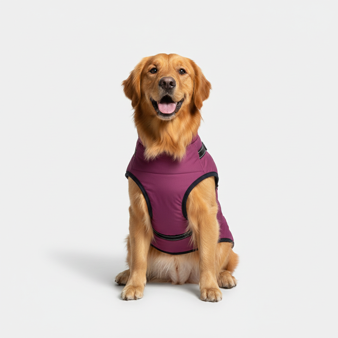 Dog Jacket with Winter Design and Harness Attachment