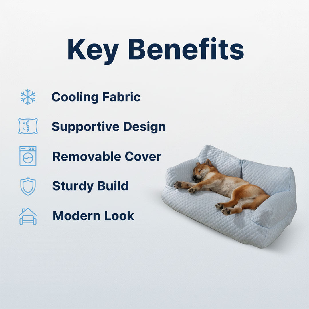 Dog Sofa with Cooling Fabric and Supportive Design