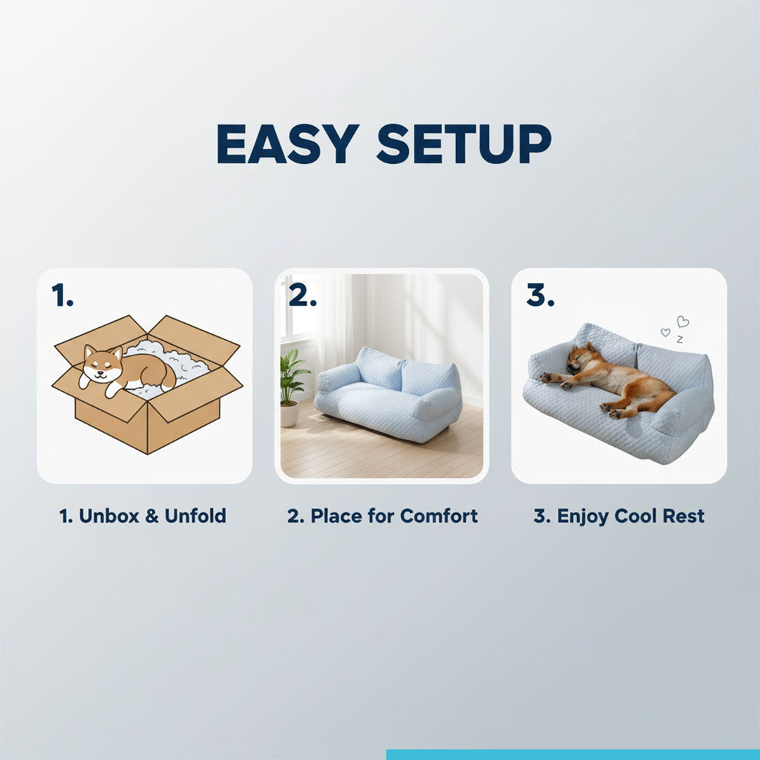 Dog Sofa with Cooling Fabric and Supportive Design