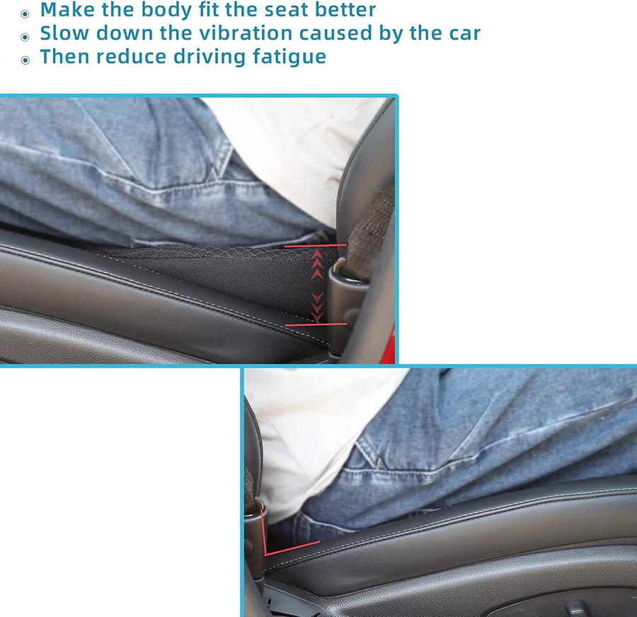 Car Seat Cushion with Height Adjustment and Comfort Support