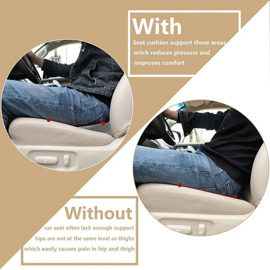 Car Seat Cushion with Height Adjustment and Comfort Support