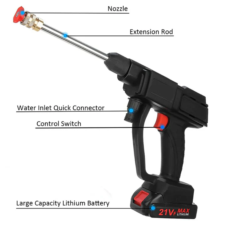 Cordless Pressure Washer with High Power and 2 Batteries