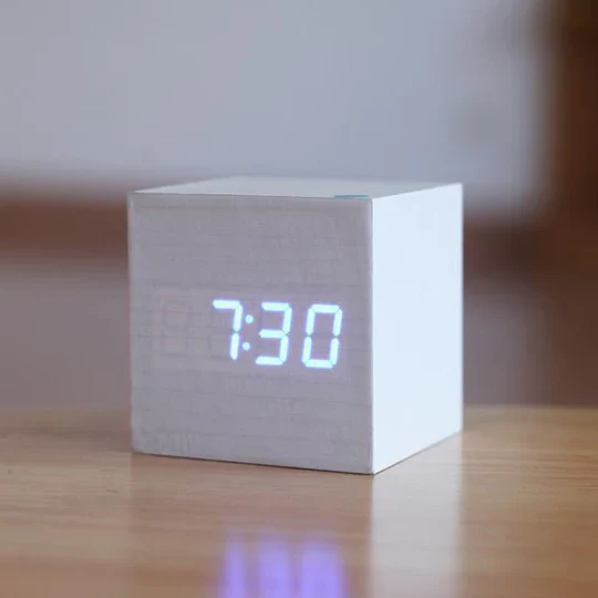 Wooden Clock with Digital Display and Modern Design