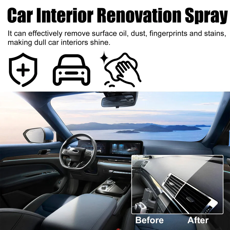 Car Interior Cleaning Kit with Upholstery Brush and Stain Remover