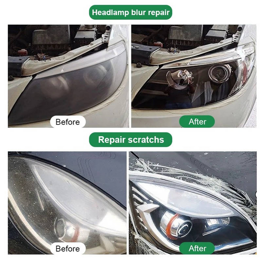 Headlight Restoration Kit with 2 Lenses and Cleaner