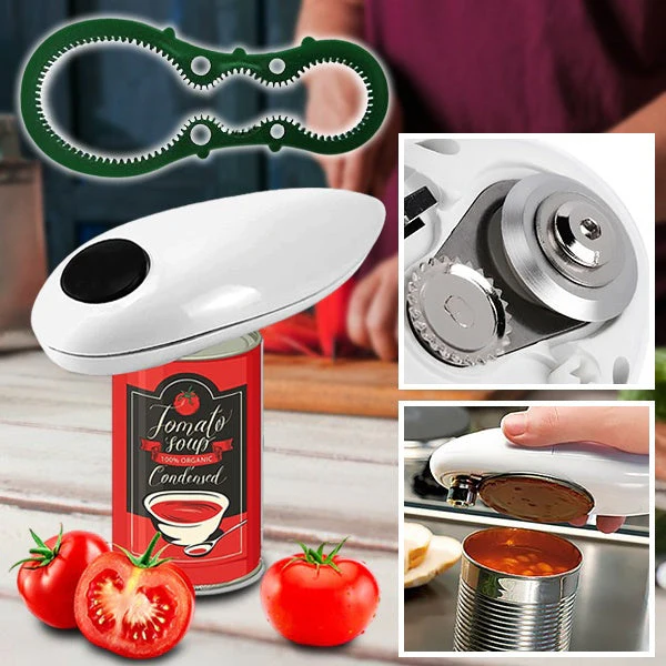 Electric Can Opener with Hands-Free Operation and Bottle Opener