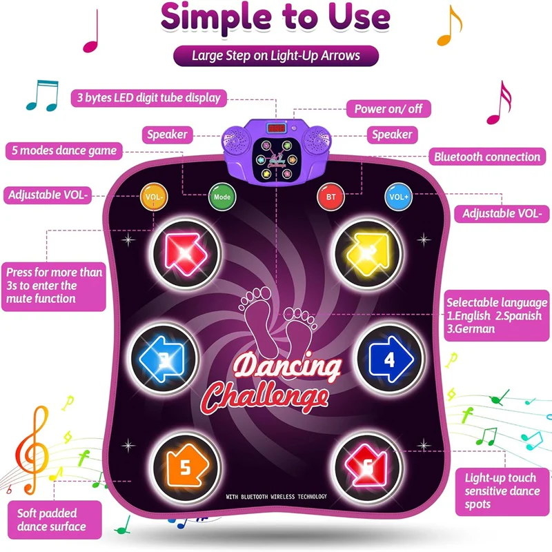 Dance Mat with Interactive Levels and Fun Challenges