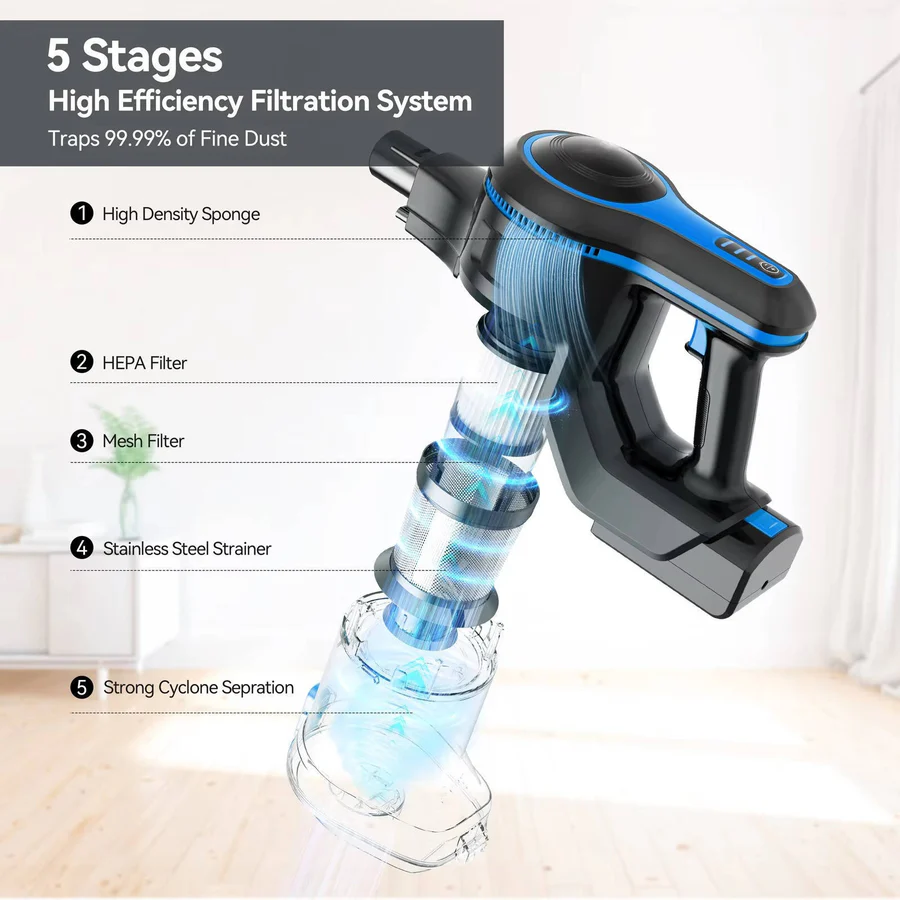 Cordless Vacuum Cleaner with Powerful Suction and Lightweight Design