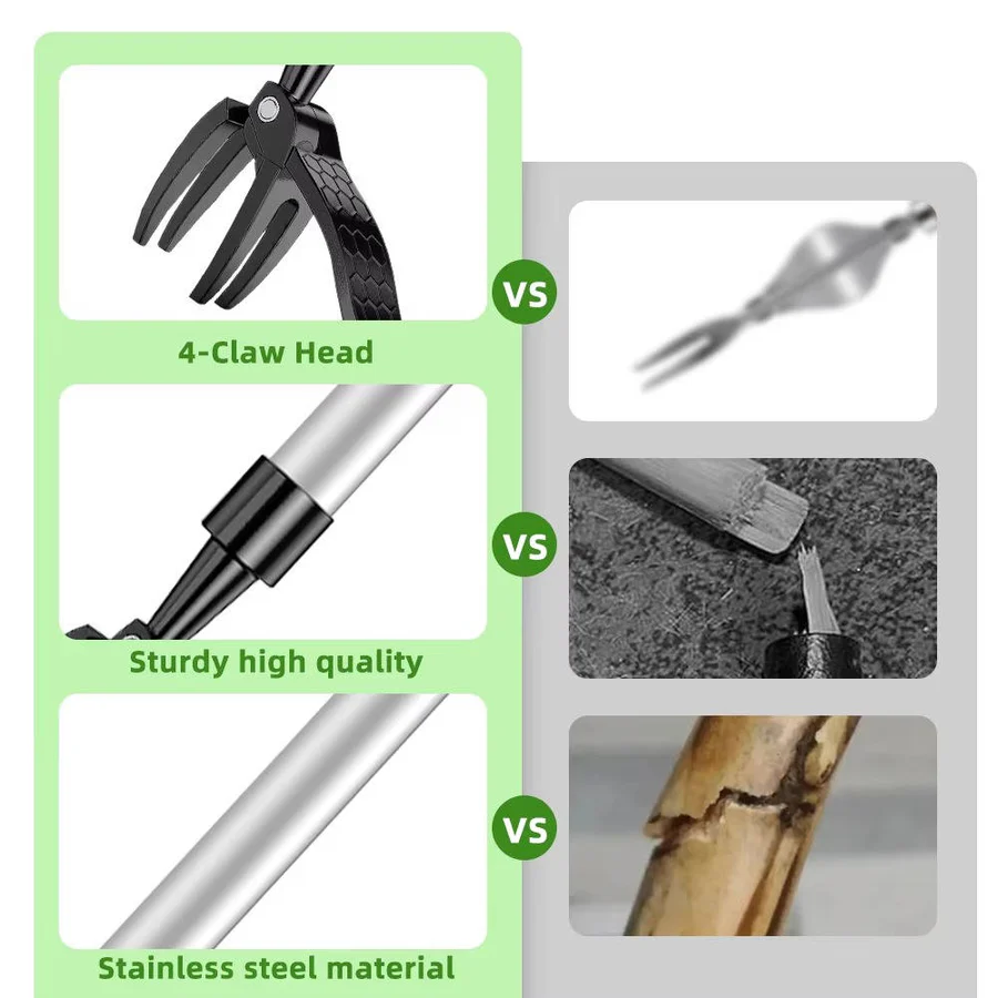 Weed Puller Tool with Long Handle and Ergonomic Grip