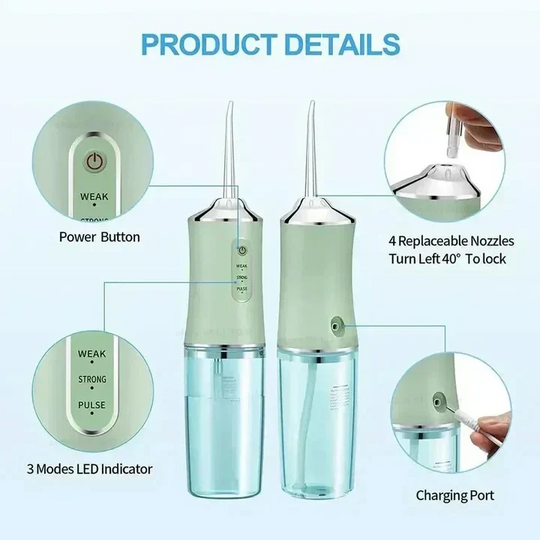 Water Flosser with Rechargeable Battery and Replaceable Nozzles