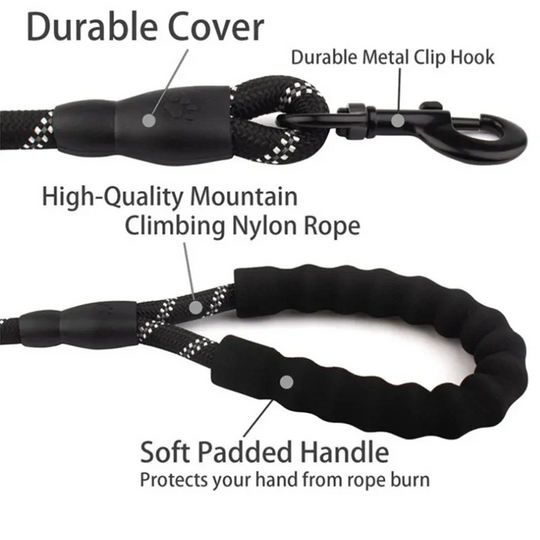 Dog Leash with Reflective Material and Padded Handle