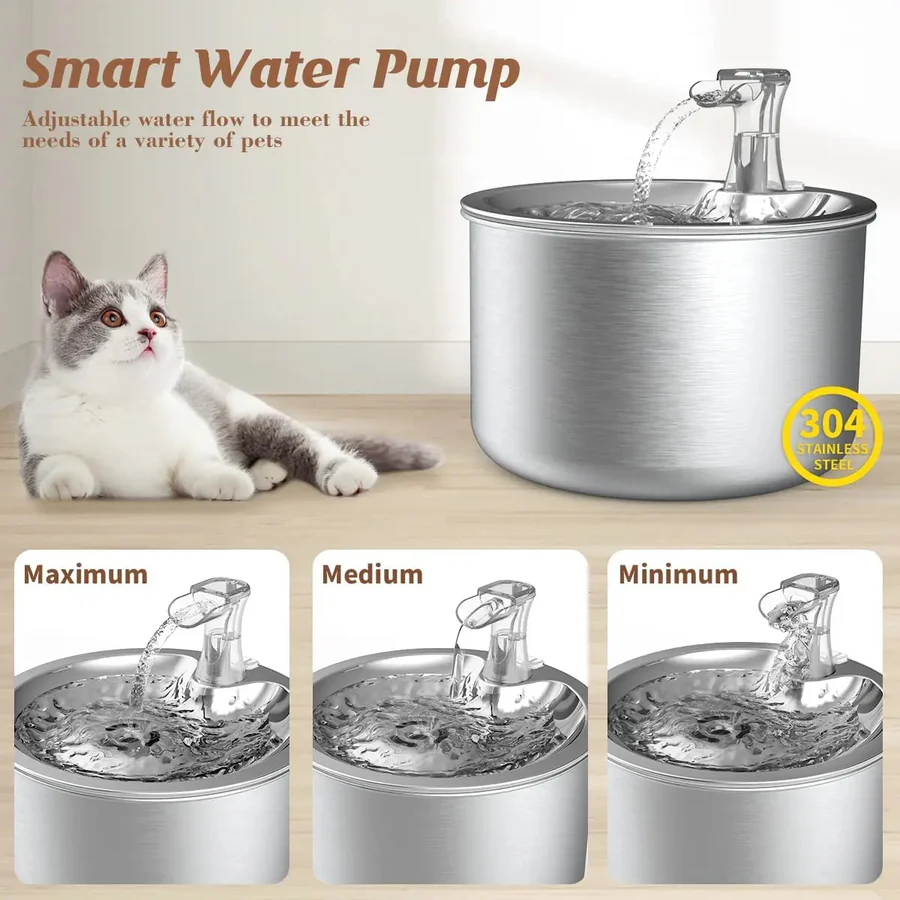 Cat Water Fountain with Stainless Steel and Filter