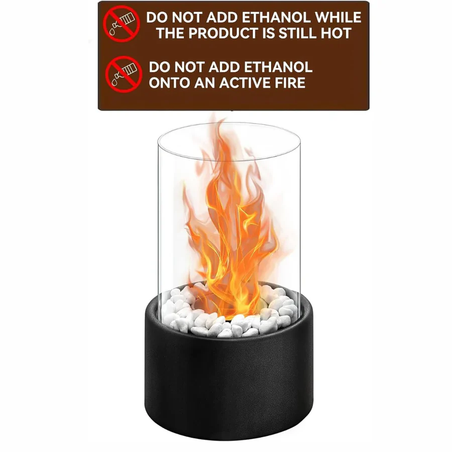 Tabletop Fireplace with Mini Design and Portable Glass