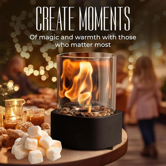 Tabletop Fireplace with Mini Design and Portable Glass