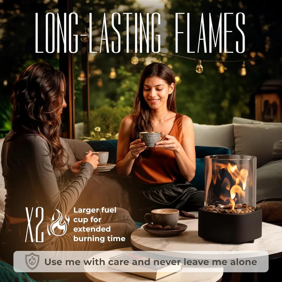 Tabletop Fireplace with Mini Design and Portable Glass