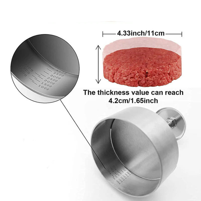 Burger Press with Stainless Steel Design and 5-Inch Mold