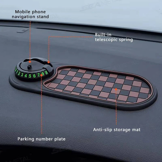 Car Phone Mount with Anti-Slip Base and Dash Mat
