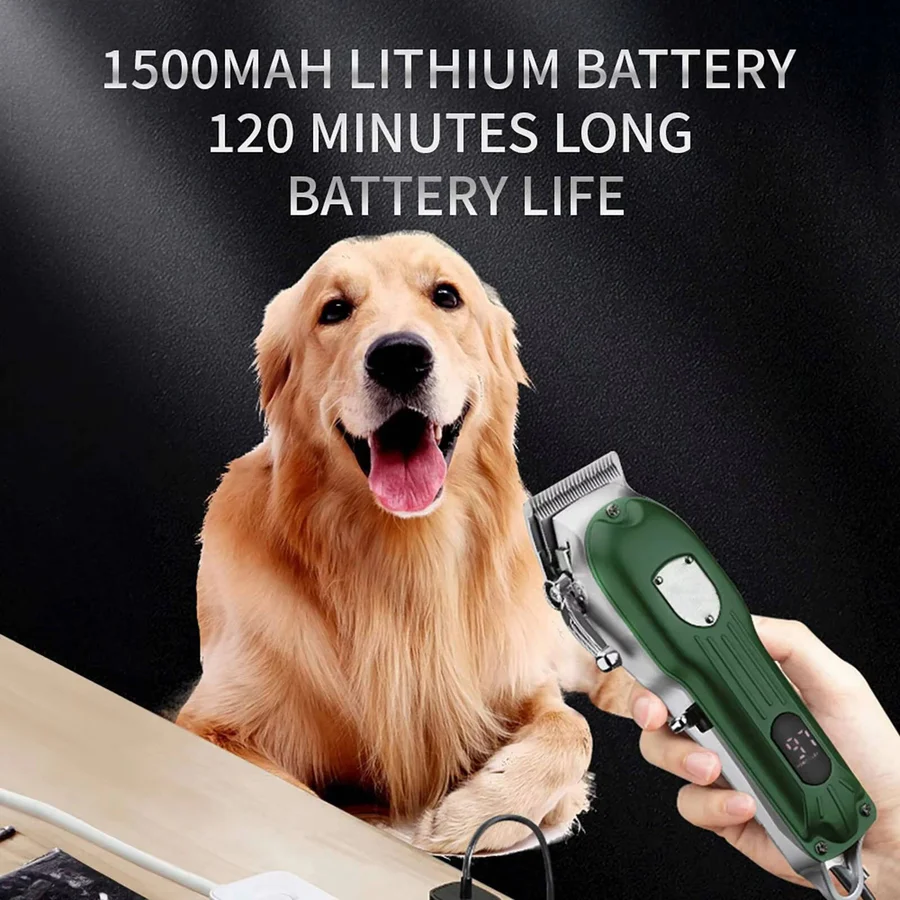 Dog Hair Clipper with Metal Blade and Rechargeable Battery