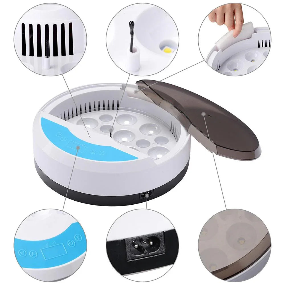 Egg Incubator with LED Display and Temperature Control