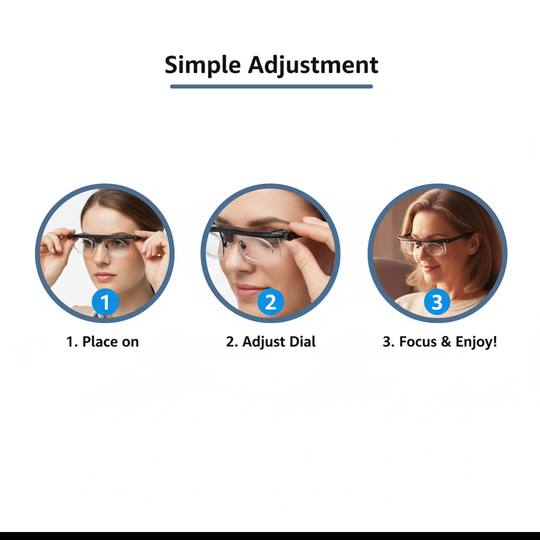 Adjustable Glasses with Focus Dial and Clear Vision