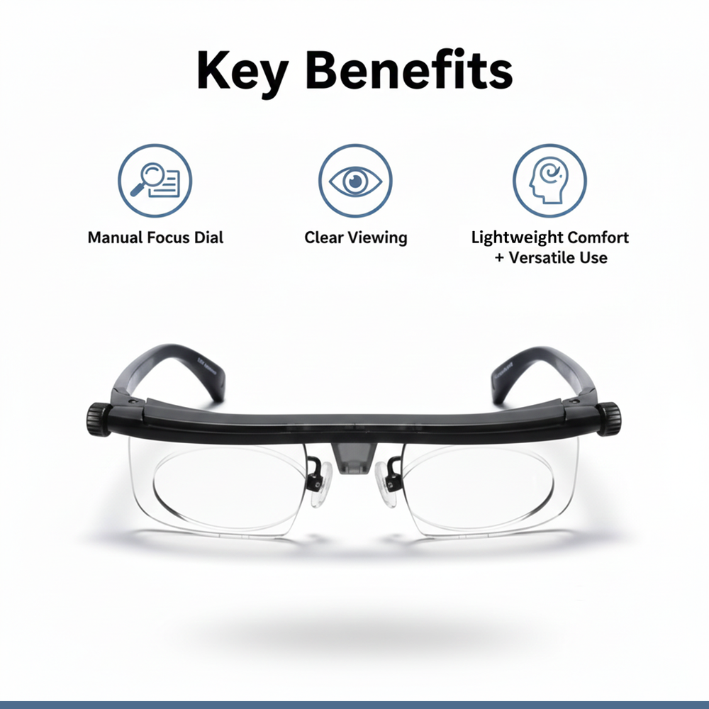 Adjustable Glasses with Focus Dial and Clear Vision