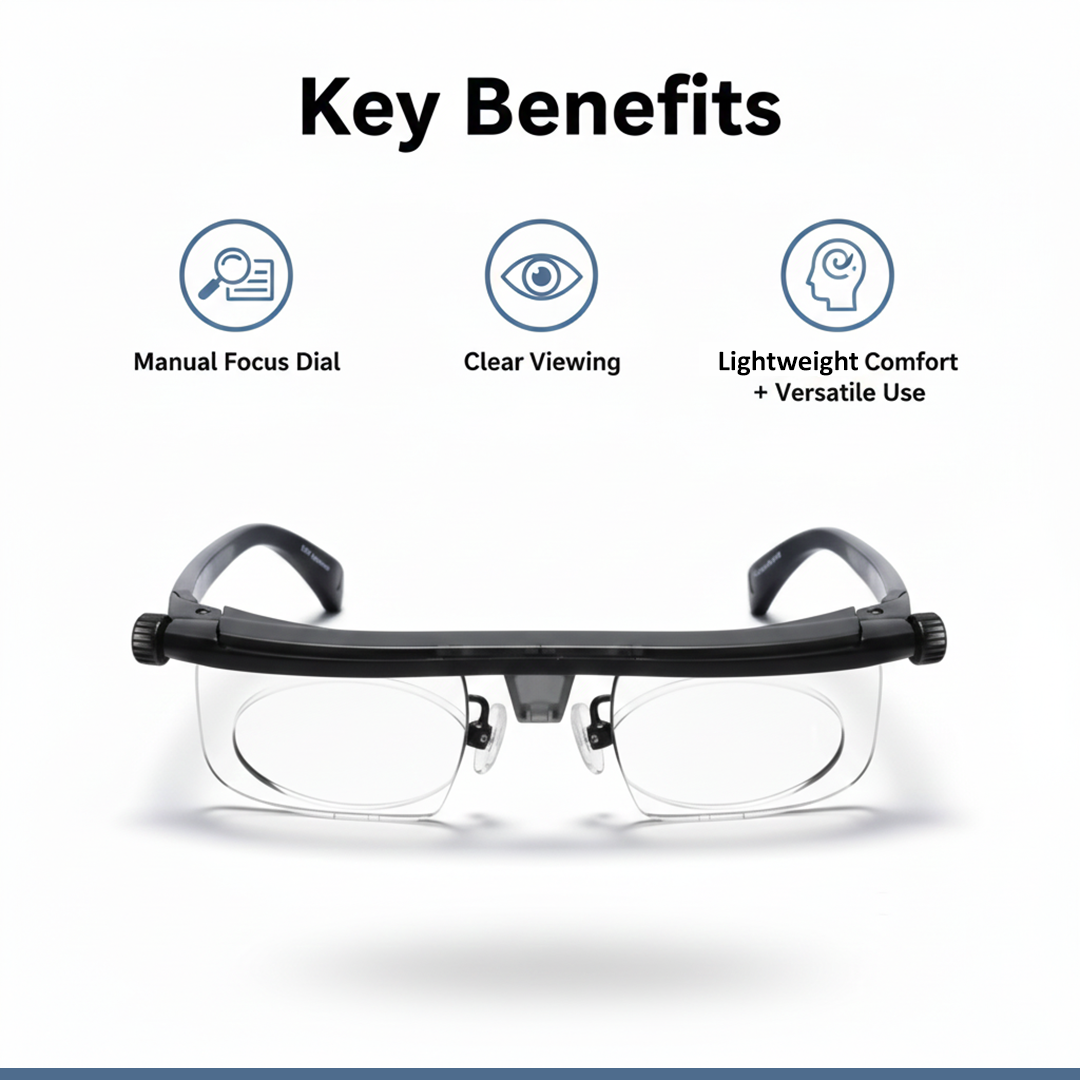 Adjustable Glasses with Focus Dial and Clear Vision