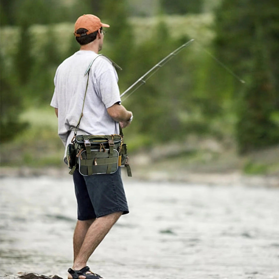 Fishing Bag with Multiple Compartments and Shoulder Strap