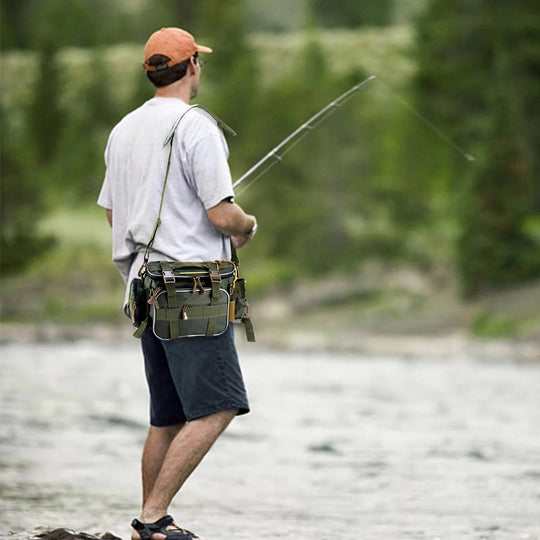 Fishing Bag with Multiple Compartments and Shoulder Strap