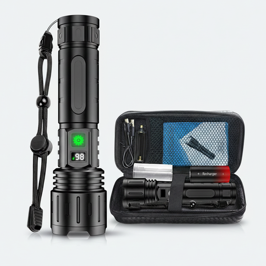 Flashlight with Rechargeable Battery and Adjustable Beam