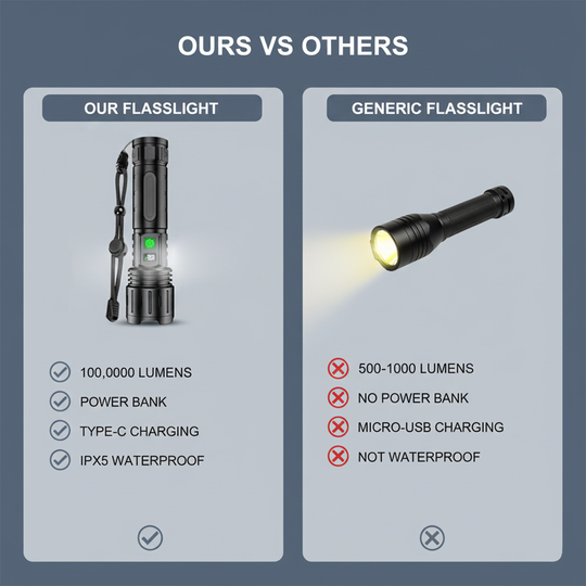 Flashlight with Rechargeable Battery and Adjustable Beam