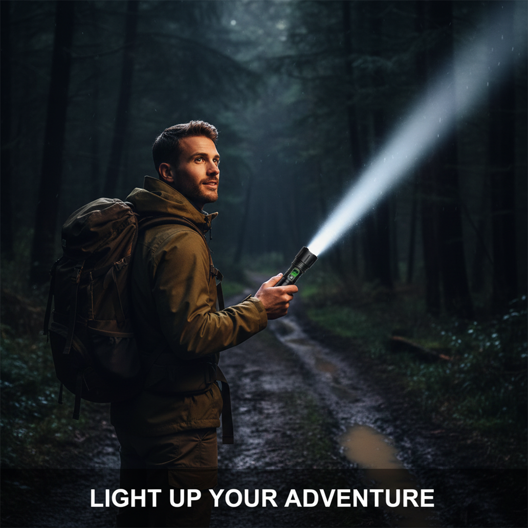 Flashlight with Rechargeable Battery and Adjustable Beam