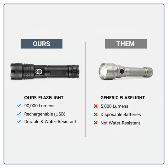 Flashlight with Rechargeable Battery and Zoom Function