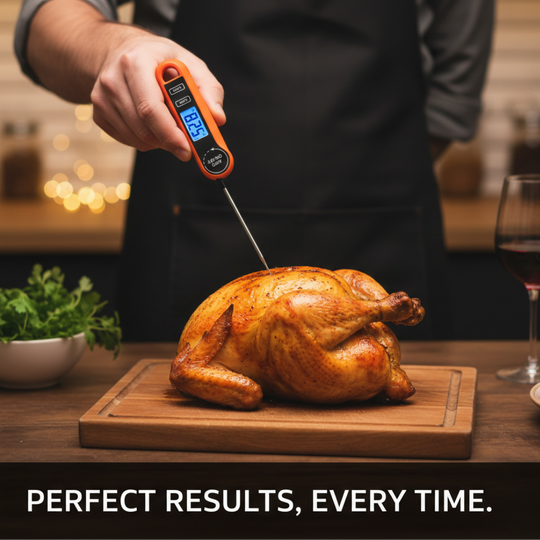 Food Thermometer with Backlit Display and Foldable Probe