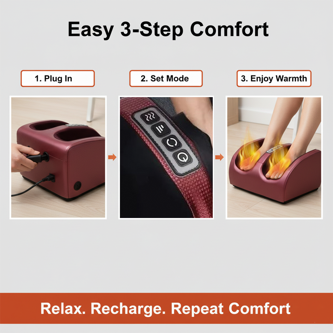 Foot Massager with Shiatsu Nodes and Heat Function