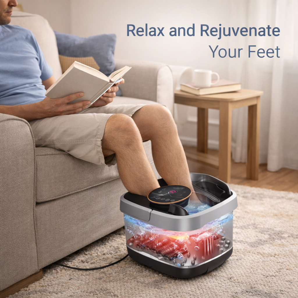 Foot Spa with Heated Bubble Rollers and Infrared Light