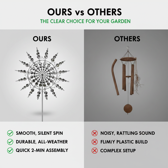 Garden Decor with Kinetic Metal Spinner and Wind Motion