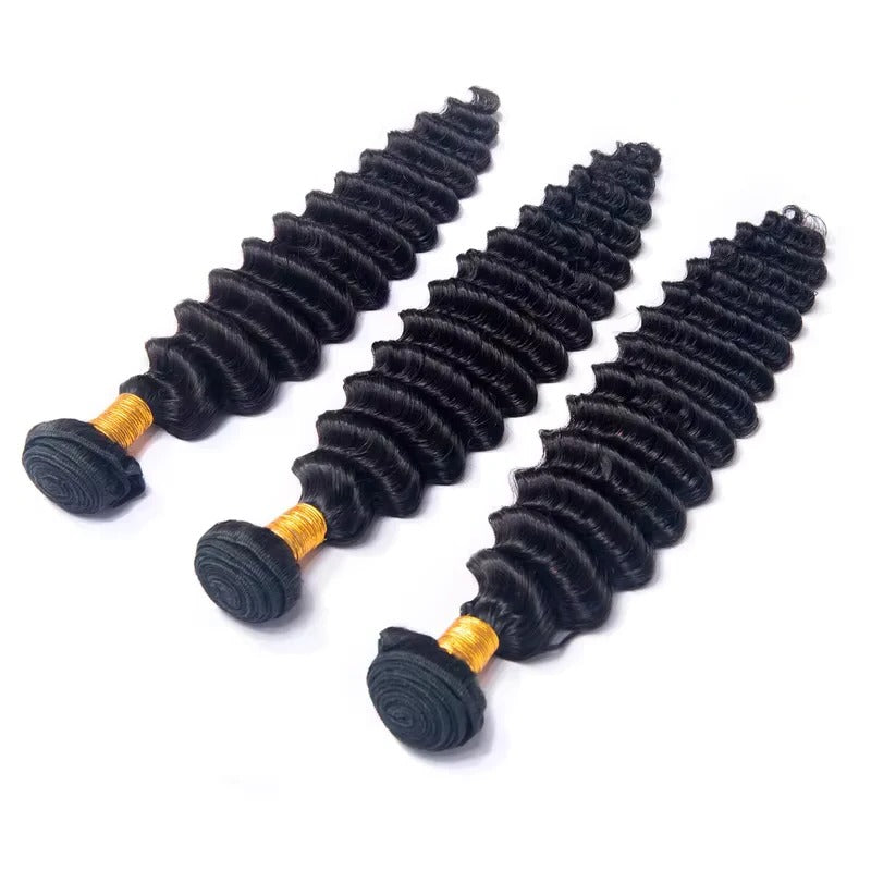 Hair Extensions with Remy Human Hair and Deep Wave Texture