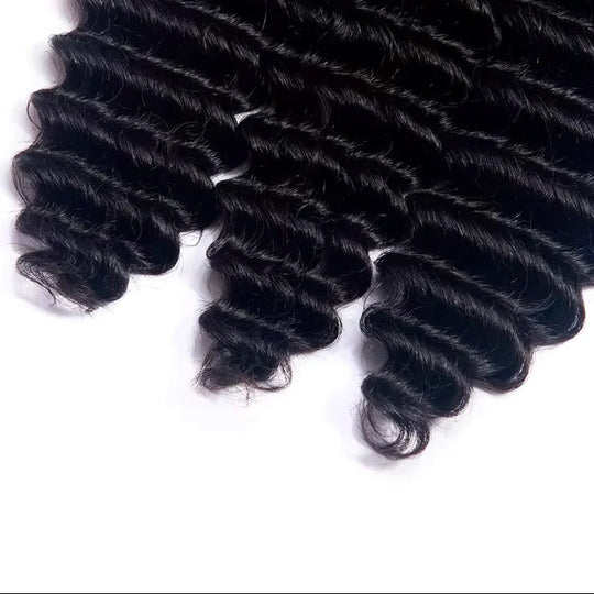 Hair Extensions with Remy Human Hair and Deep Wave Texture