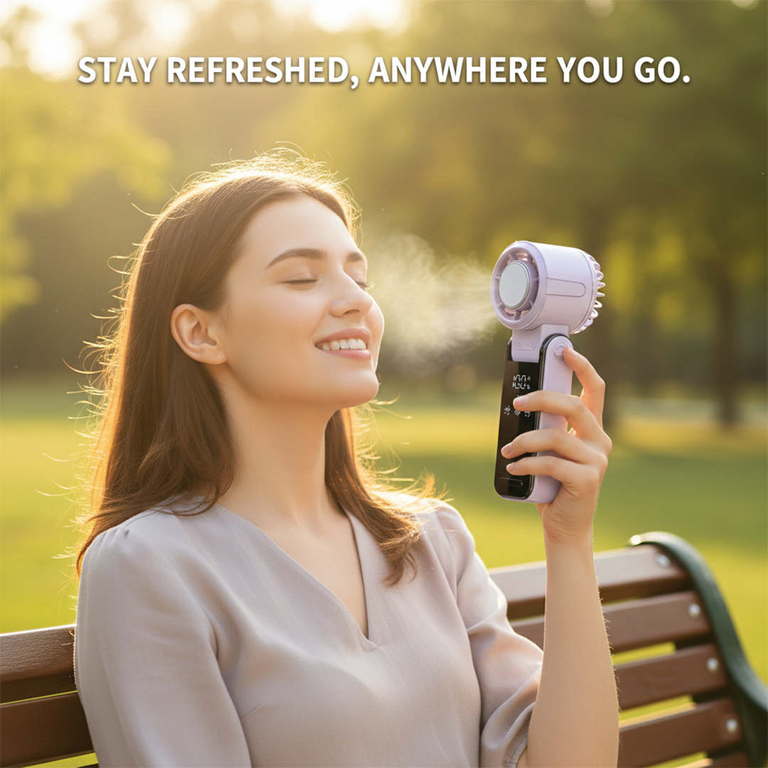 Handheld Fan with Foldable Design and Cooling Function