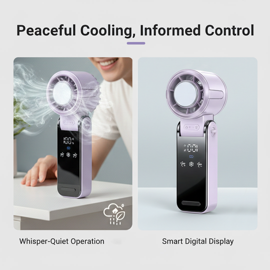 Handheld Fan with Foldable Design and Cooling Function