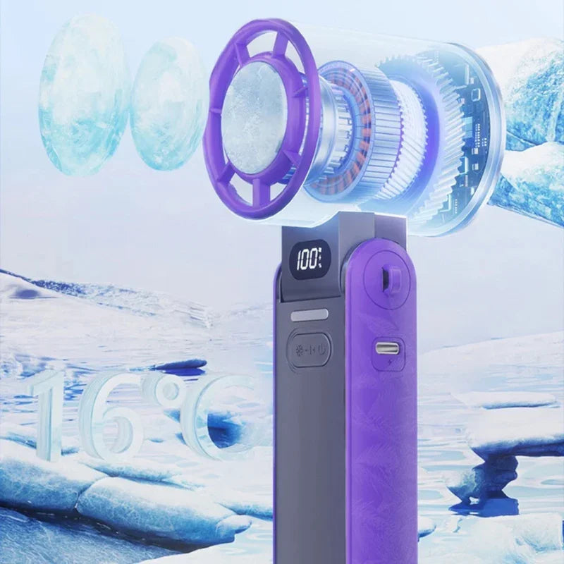 Handheld Fan with Rechargeable Battery and Folding Design