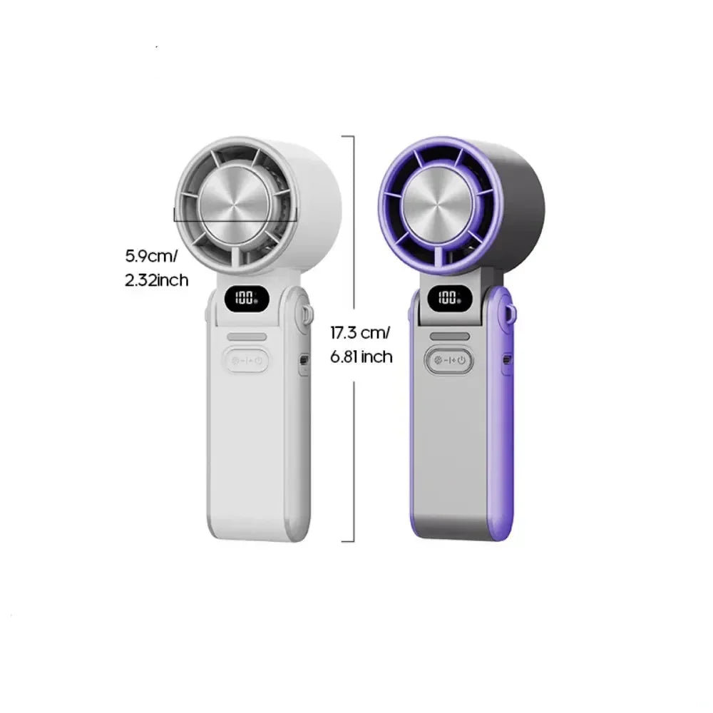 Handheld Fan with Rechargeable Battery and Folding Design