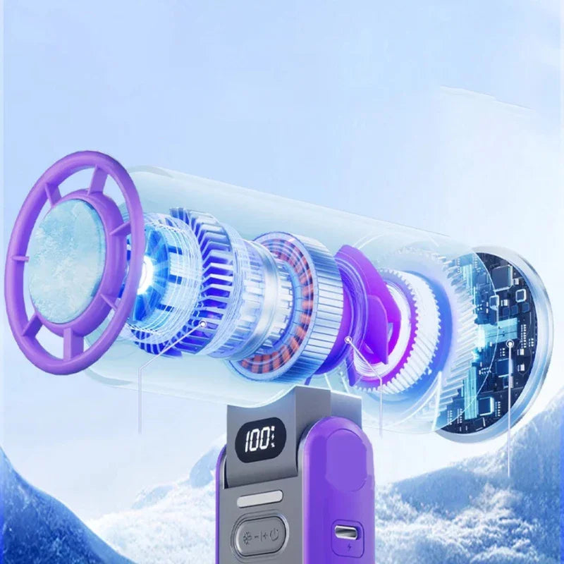 Handheld Fan with Rechargeable Battery and Folding Design