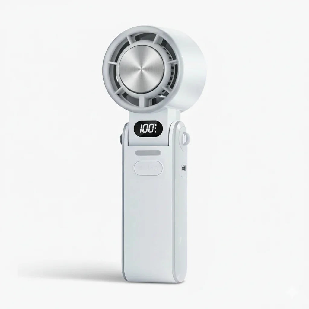 Handheld Fan with Rechargeable Battery and Folding Design